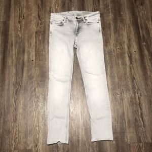 All Saints Mast Jeans Women's 27 Slim Fit Mid Rise Designer Denim in Bleached
